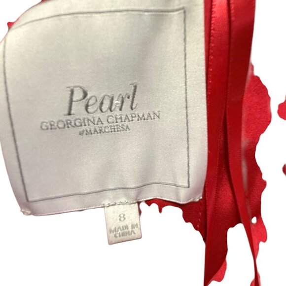 Pearl Georgina Chapman of Marchesa Red Sleeveless Dress SZ 8 Cocktail FormalHOCO - Picture 4 of 6